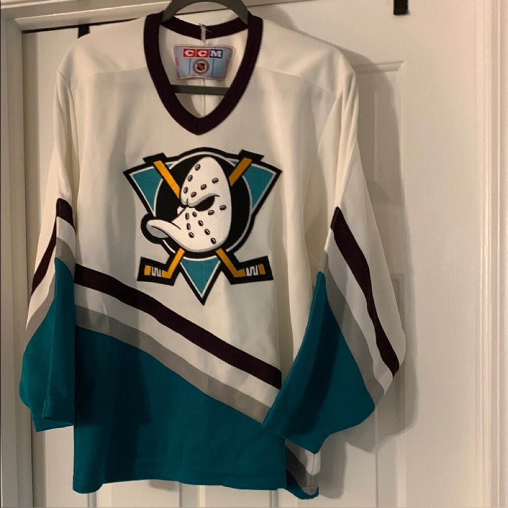 CCM Teal and White Men's Hockey Jersey